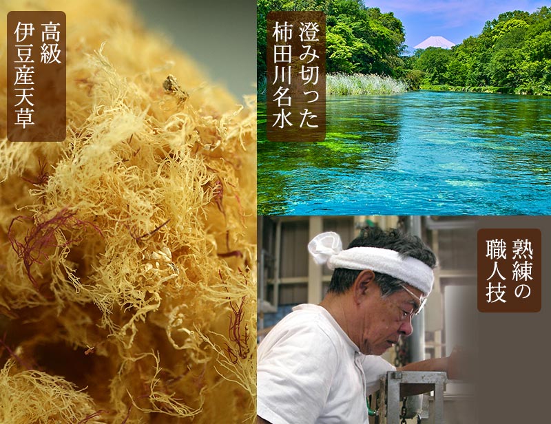 高級伊豆産天草 澄み切った柿田川名水 熟練の職人技