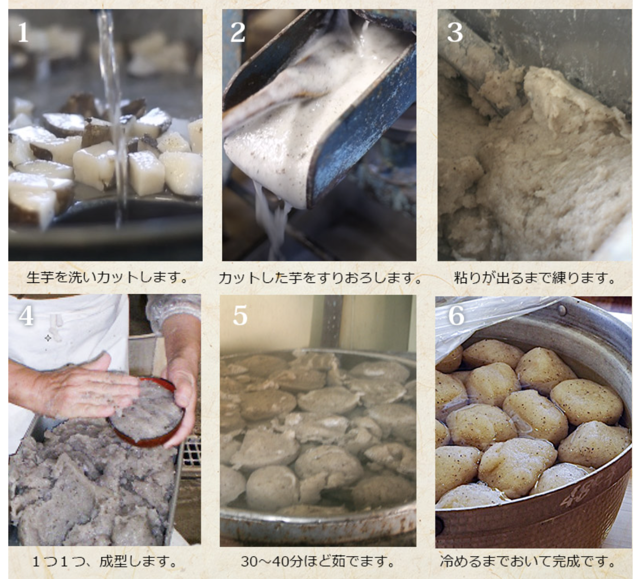 伊豆河童の手作りこんにゃくの工程